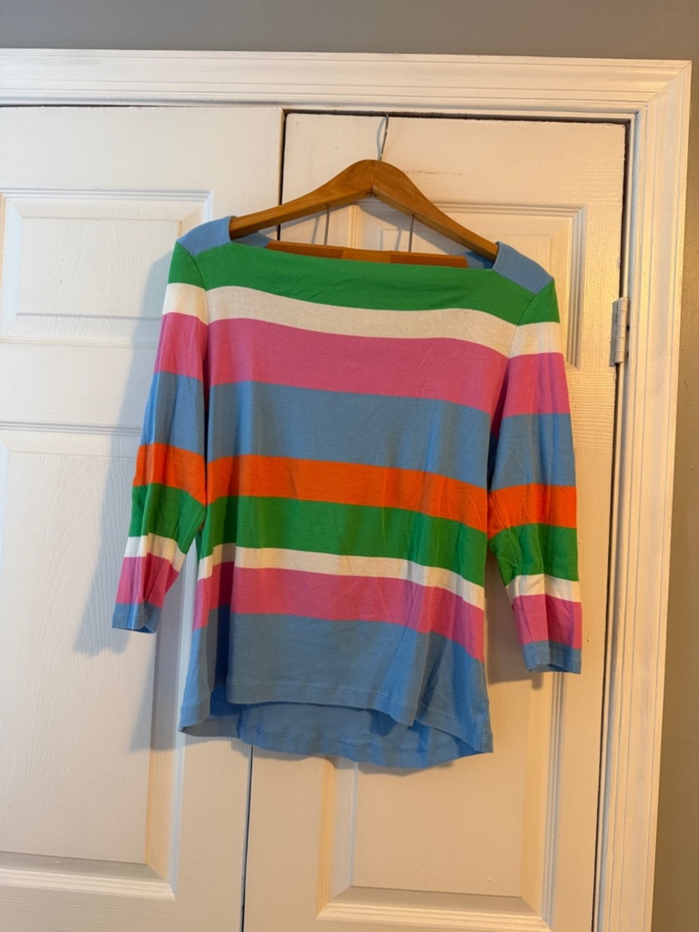Lauren Rugby Striped Boat-Neck Top